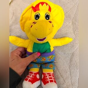 Vintage Playskool Barney BJ Yellow 12" Nylon Plush Water Toy Bath Tub Swim 1996